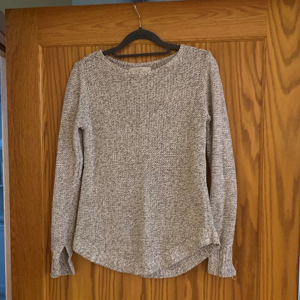 LOFT marled grey and white sweater